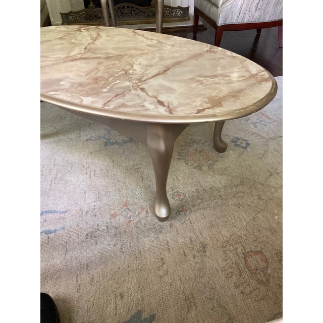 Vintage Coffee/Side Tables With Faux Marble Tops For Sale - Image 4 of 12