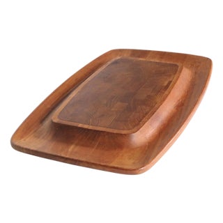 Mid Century Dansk Cutting Board Charcuterie Teak Tray Designed by Quistgaard For Sale