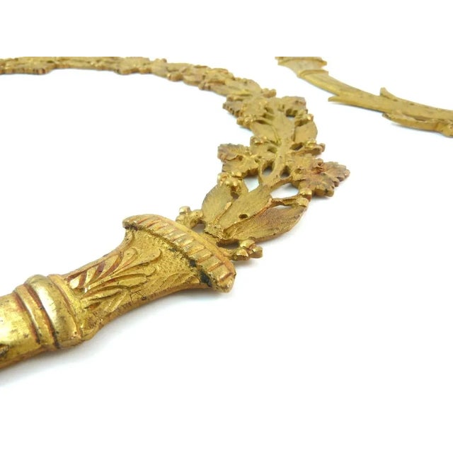 Antique Empire Style French Gilt Bronze Wreaths Shaped Ornamentation - a Pair For Sale - Image 6 of 9