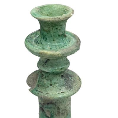 Moroccan Tamegroute Glazed Candlestick Holder For Sale - Image 4 of 6