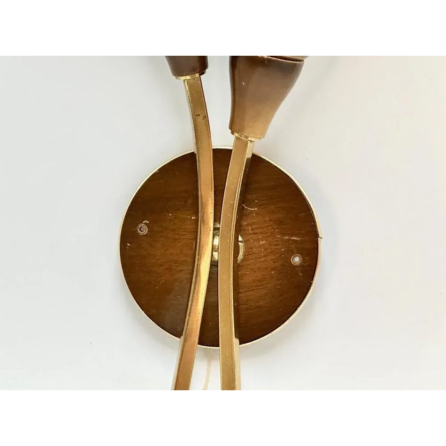 Mid-Century Modern Mid-Century Wall Lamp in Brass and Wood, 1950s For Sale - Image 3 of 8