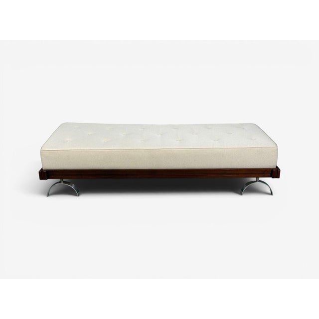 Martin Borenstein, American Mid-Century Modern, Daybed, Walnut, Chrome-Plated Steel, Beige Upholstery, USA, 1960s A...