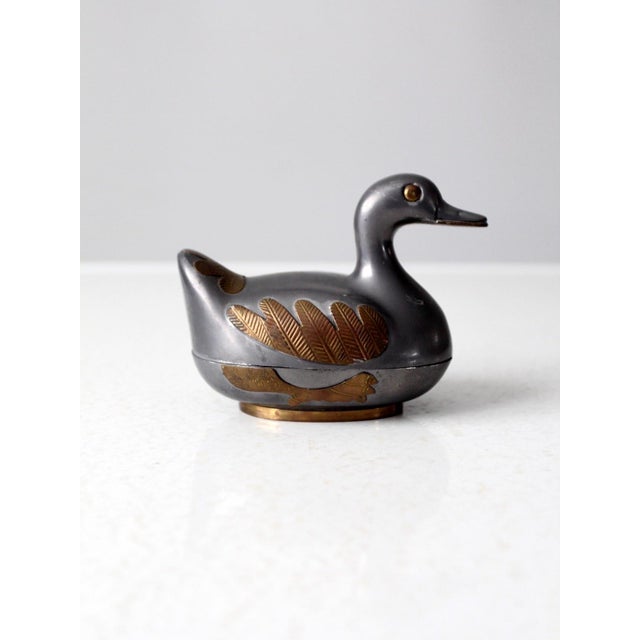 Vintage Pewter and Brass Duck Trinket Box For Sale - Image 6 of 12
