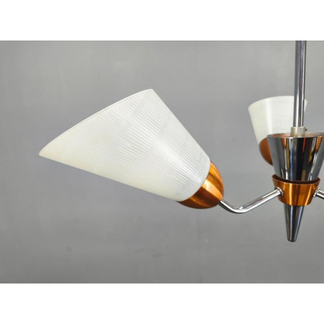 1970s Mid-Century Pendant Light in Copper and Chrome, Czechoslovakia, 1970s For Sale - Image 5 of 14