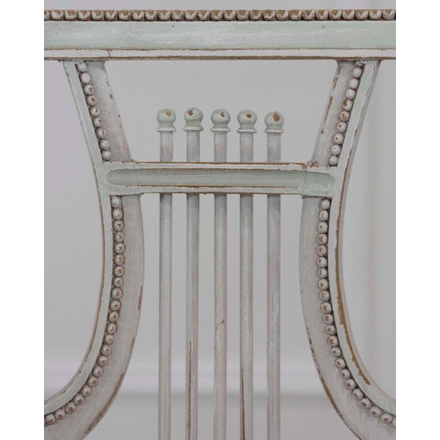 Neoclassical Pair of Antique French Neoclassical Painted Chairs in Antique Linen For Sale - Image 3 of 12