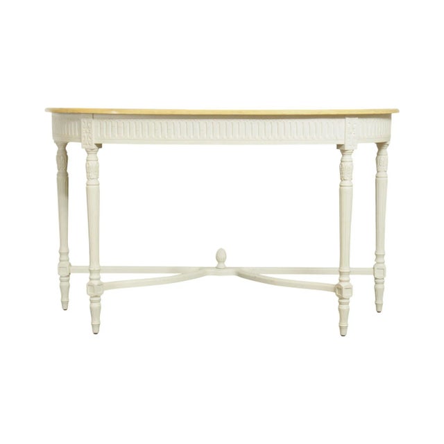 French Louis XVI Style Painted Demilune Console Table For Sale - Image 13 of 13