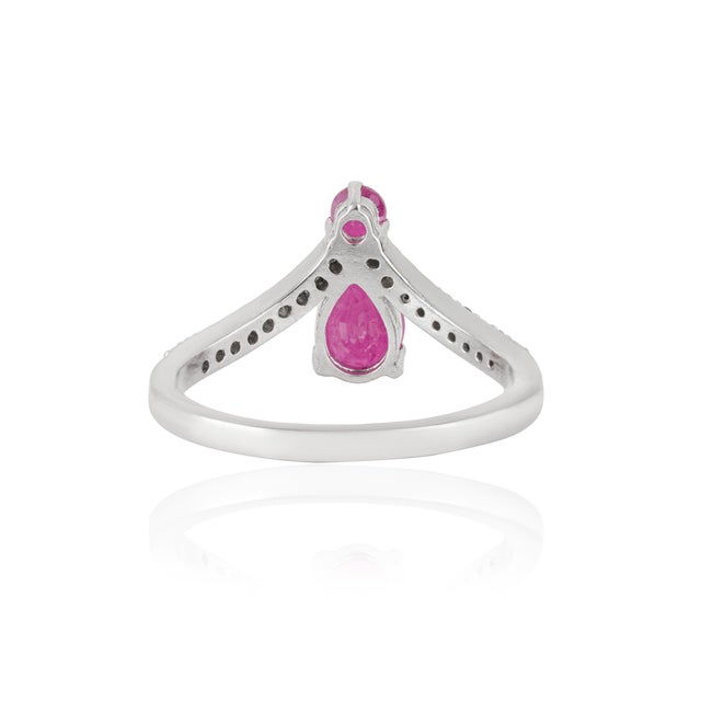 Not Yet Made - Made To Order 1.03 Ct Pear Ruby & Diamond Cocktail Ring in 925 Sterling Silver, Size 6 - Everyday Luxe For Sale - Image 5 of 14