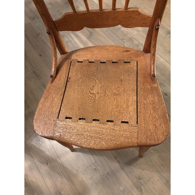 Antique American Carved Wood Pressed Back Spindle Dining Chair For Sale - Image 4 of 6