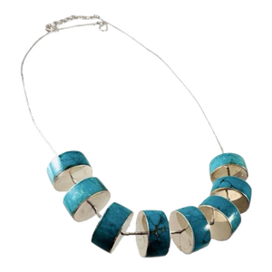 Sterling and Turquoise Retro Style Necklace New Item!