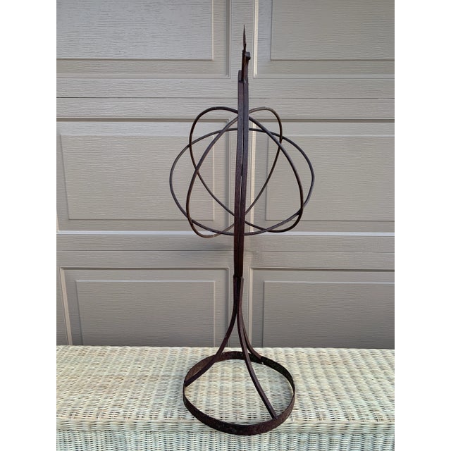 Metal Antique French Country Wrought Iron Garden Armillary Sundial For Sale - Image 7 of 9