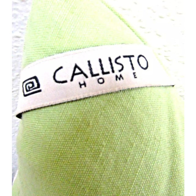 Textile 1990s Callisto Home Green With White Embroidered Down Decorator Pillow For Sale - Image 7 of 7