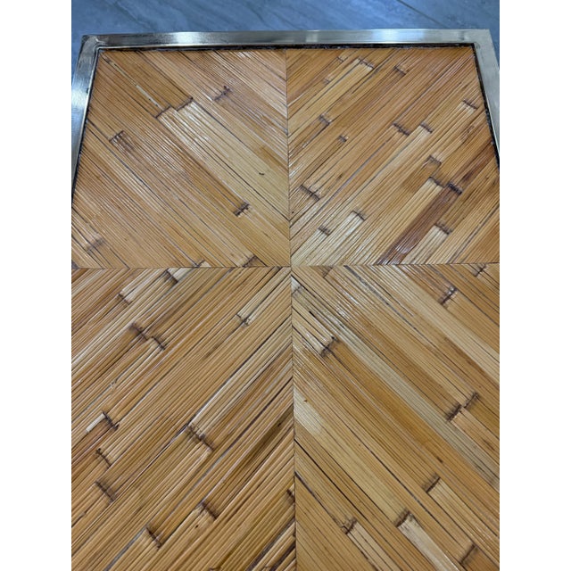 Wood Karl Springer Style Brass and Reed Side Tables, a Pair For Sale - Image 7 of 12