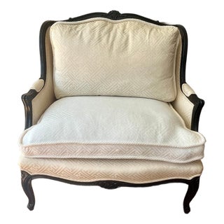 Vintage Black Lacquered Bergère For Sale