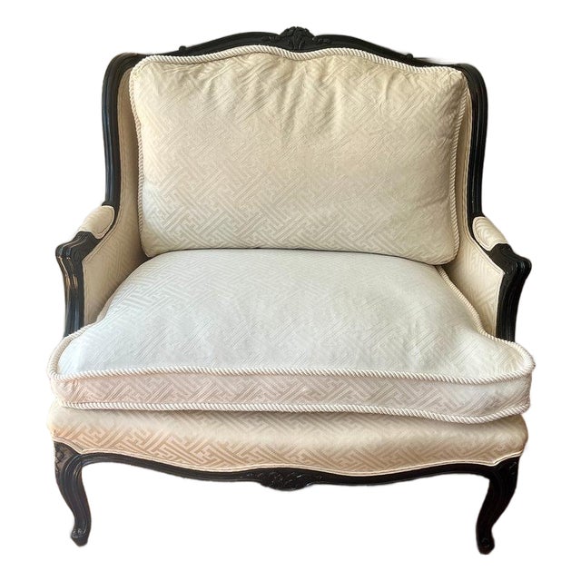 Vintage Black Lacquered Bergère For Sale