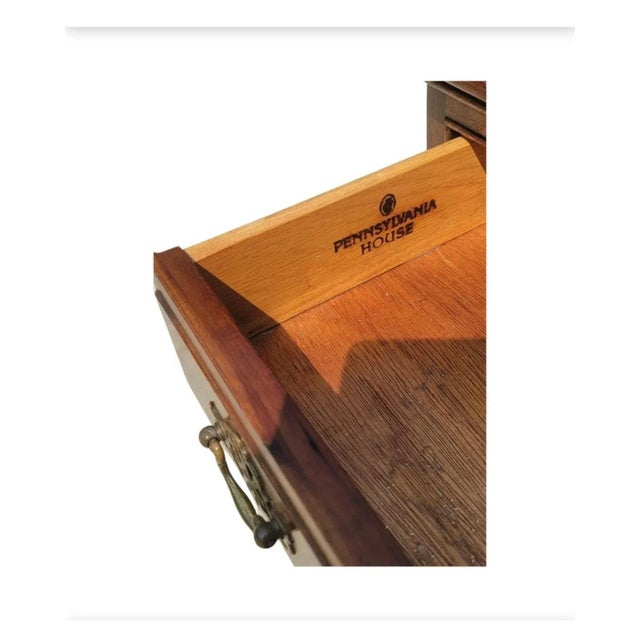 Chippendale 1980s Pennsylvania House Solid Fretwork Cherry Bedside Table Nightstand For Sale - Image 3 of 11