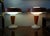 Decorative vintage design lamp pair from the 1960-1970s with opal glass shades and orange plates. Dimensions: 40x35x35cm...