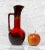 Vintage Atomic Porcelain Red Drip Glaze Pottery Ewer Pitcher, c. Mid 20th Century - Pairs Nicely with Many Mid-Century...