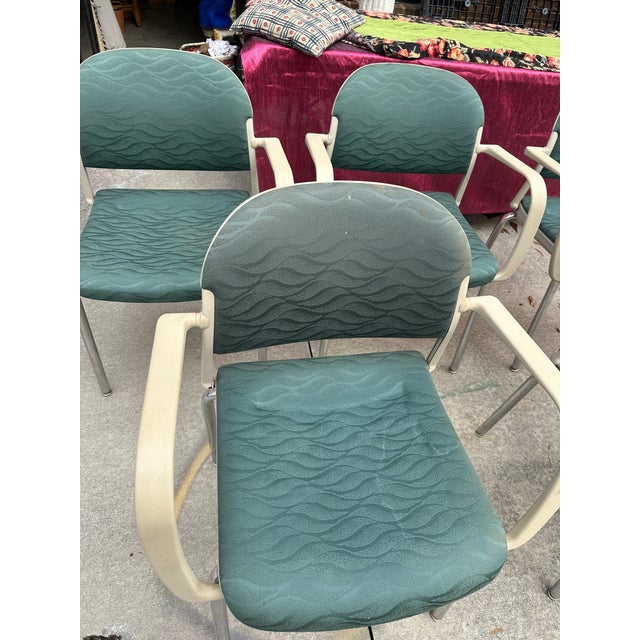 1970s 1970s Collection of Green Padded Office Chairs- Set of 5 For Sale - Image 5 of 7