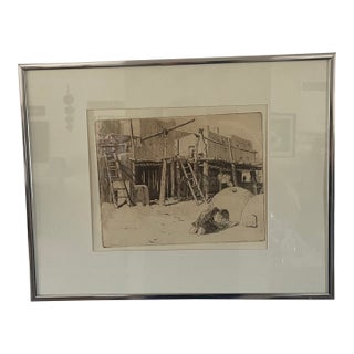 Native American Pueblo Charles W. Dahlgreen 1946 Engraving For Sale