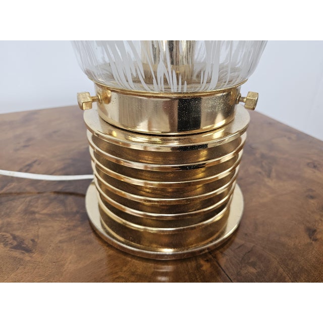 Vintage Table Lamp in Worked Glass and Golden Metal, 1970s For Sale - Image 14 of 18