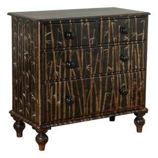 Antique English Chest of Drawers With Painted Bamboo Designs For Sale