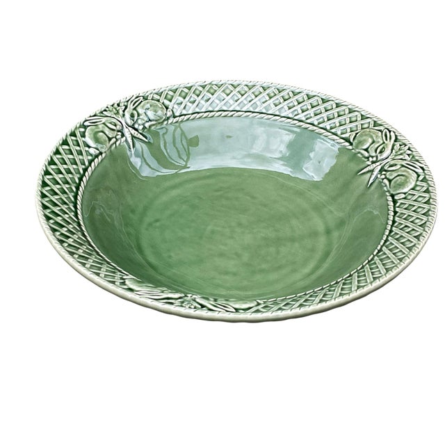 This lovely classic vintage green glazed Majolica rabbit serving bowl is made in Portugal by Bordallo Pinheiro. With a...