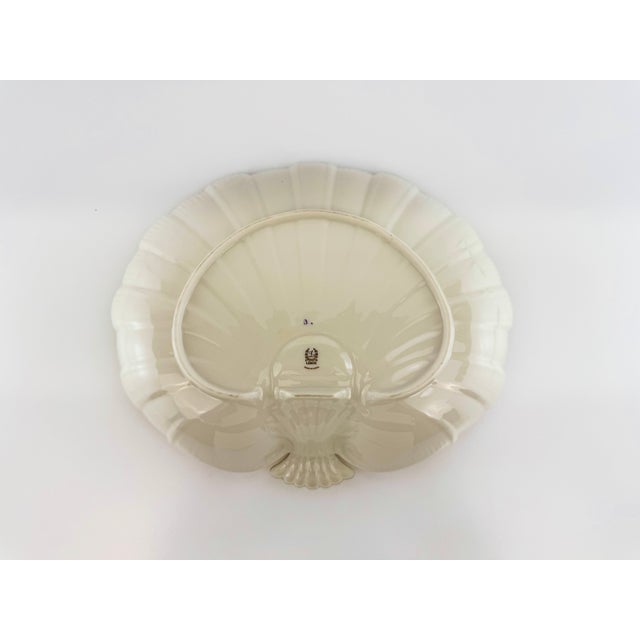 Vintage Lenox Ivory Porcelain Shell Serving Platter With Gold Trim and Dip Bowl For Sale - Image 11 of 12