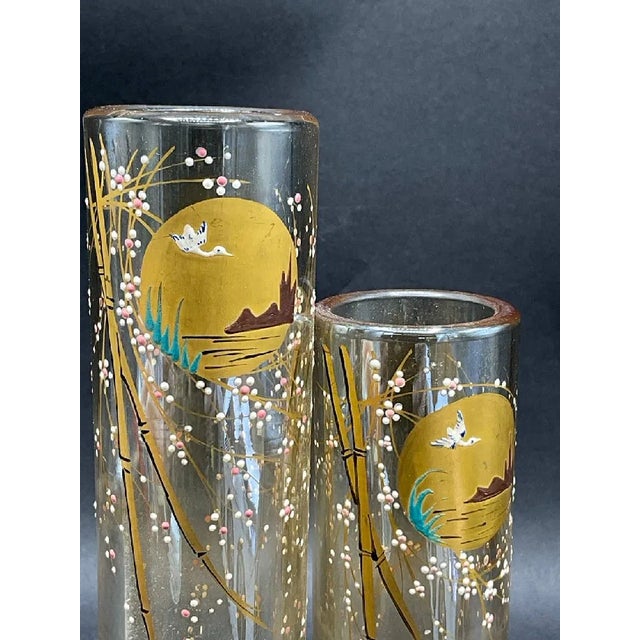 French Antique French Baccarat Enameled Glass Vase For Sale - Image 3 of 5