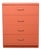 Vintage Postmodern Burnt Orange Four-Drawer Highboy Dresser With Brass Hardware For Sale