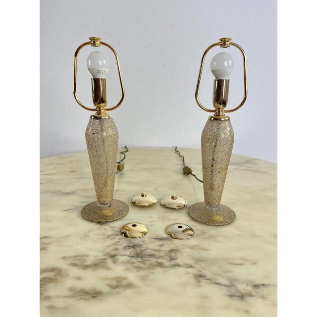 1980s Table Lamps in Mouth-Blown Glass Hand-Decorated with Pure Gold, 1980s, Set of 2 For Sale - Image 5 of 9