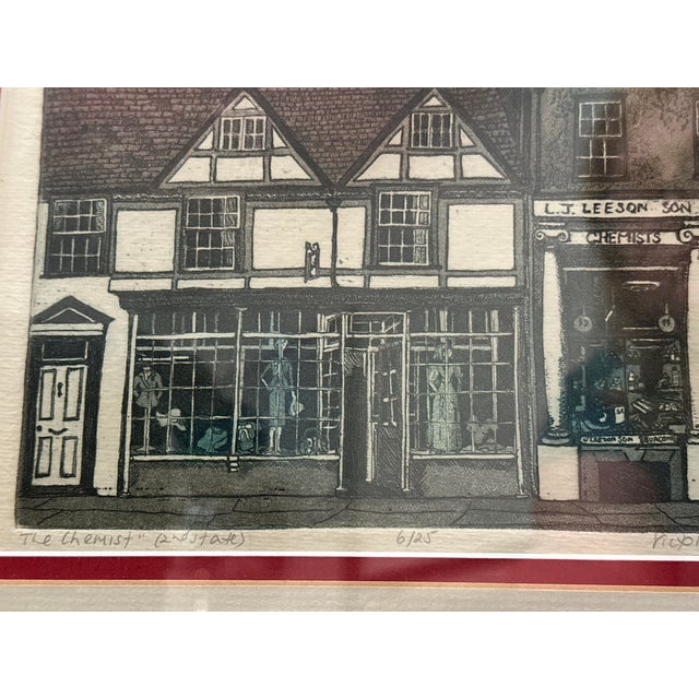 Victoria Elbroch Signed Hand-Colored Architectural Etching “The Chemist,” 6/25 For Sale - Image 11 of 11