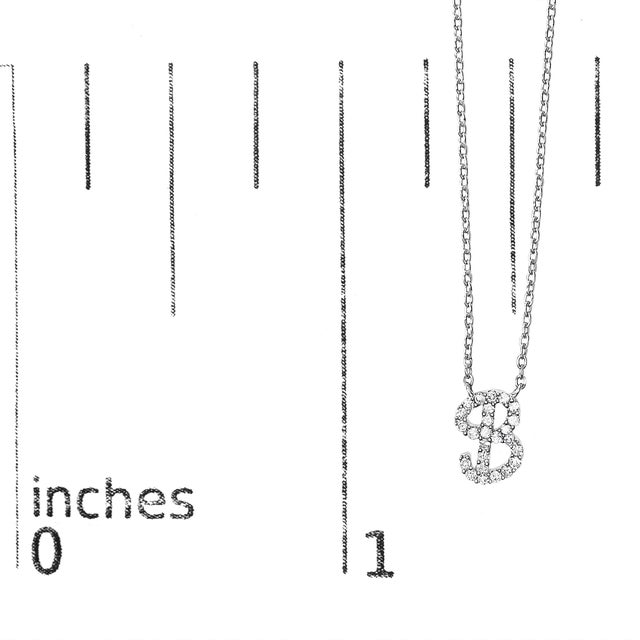 Early 21st Century 10K White Gold Diamond Accent "B" Initial Script Style Pendant Necklace For Sale - Image 5 of 5