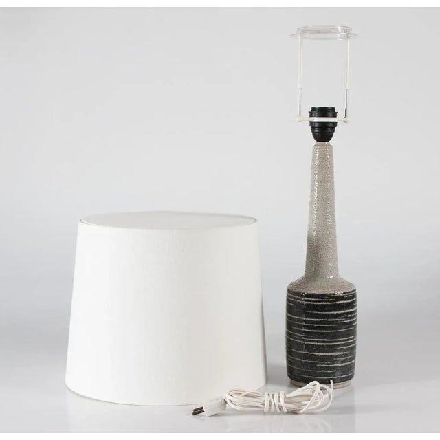 1960s Tall Mid-Century Danish Grey with blue Stripes Alps Ceramic Table Lamp by Per Linnemann-Schmidt for Palshus, 1960s For Sale - Image 5 of 10