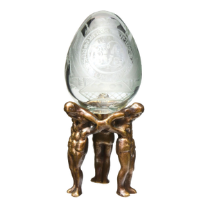 Antique Russian Imperial Cut Crystal Egg on Stand