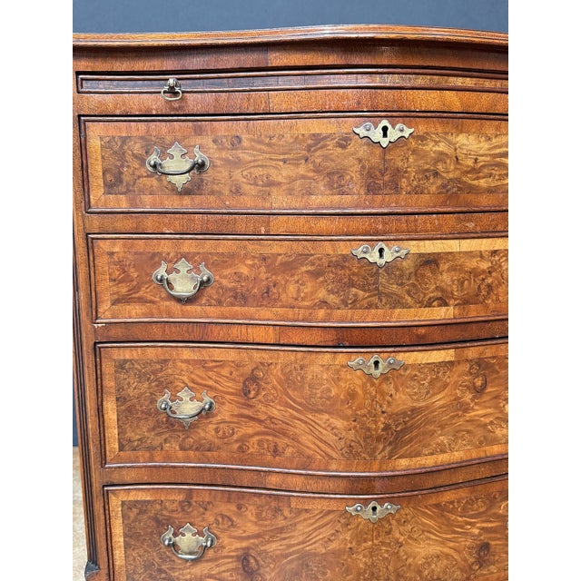 English Bachelor's Small Chest or Bedside Cabinet of Burl Walnut For Sale - Image 11 of 14