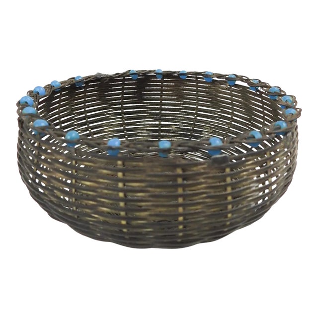 Vintage Alamo Silverplate Woven Basket Souvenir For Sale