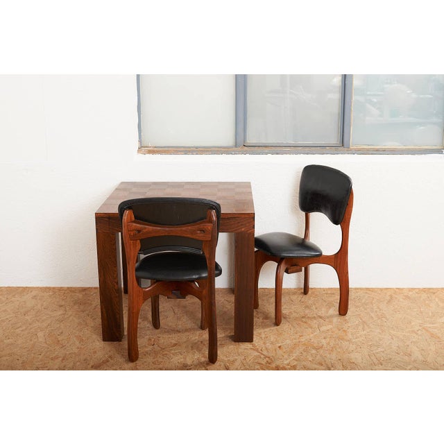 Dining Table and Chair in Rosewood and Black Leather, Set of 5 For Sale - Image 13 of 18