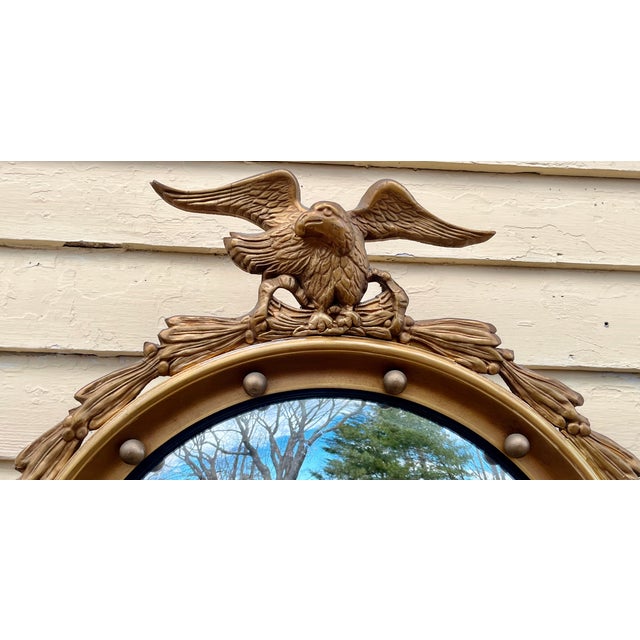 Traditional Bullseye Mirror Federal Regency Style American Eagle Laurel Leaves 13 Colonies Balls For Sale - Image 3 of 7