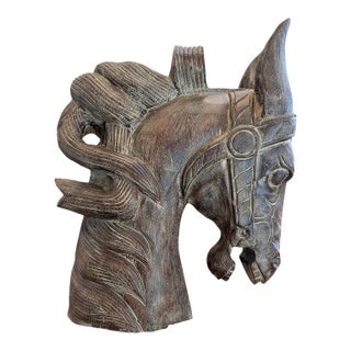 19th Century Extraordinary Decorative Wooden Horse Head. For Sale