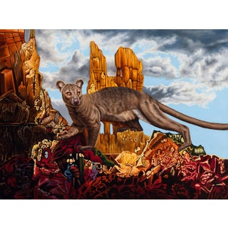 Fossa by Robin Hextrum | Oil on canvas Oil painting of a fossa in a surreal landscape. For Sale