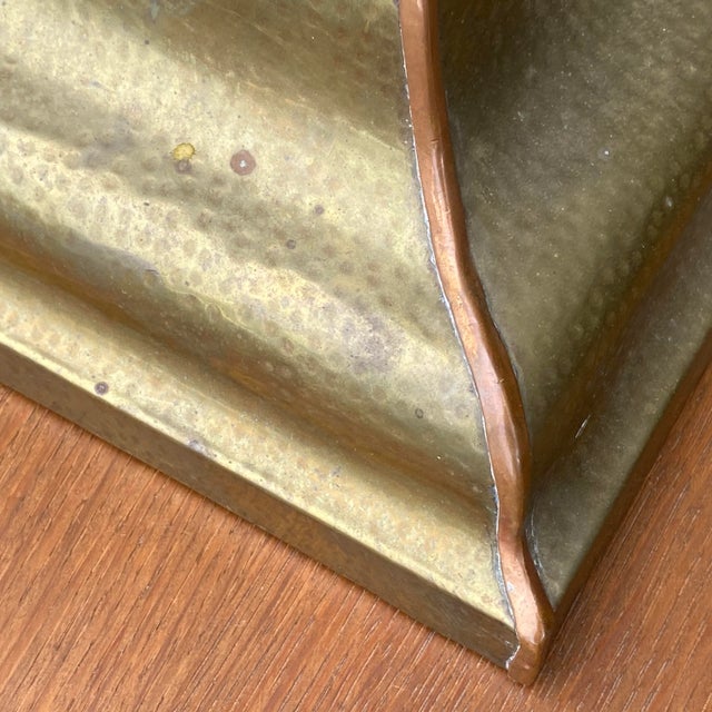 Metal Arts and Crafts Hammered Brass Copper Obelisk Candelabra For Sale - Image 7 of 13