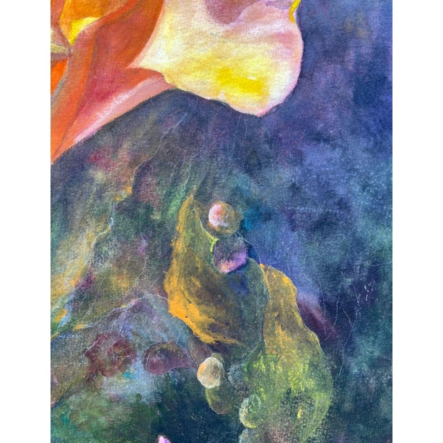 1980s 1980s Floral Watercolor Still Life, Signed by Florence Strauss For Sale - Image 5 of 14