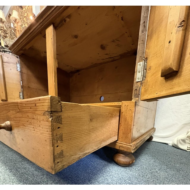 Antique Rustic Primitive Pine Two Door Cabinet With Drawer, Locks, and Key For Sale - Image 14 of 18