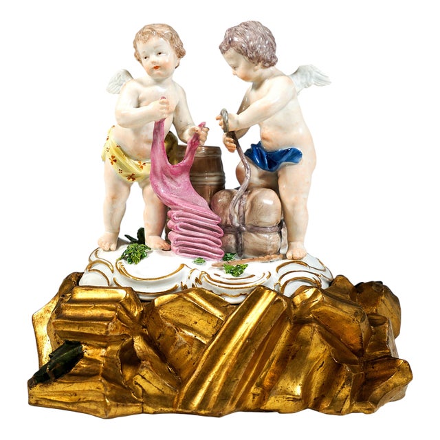 Allegory of Trade Cupid Group by C.C. Punct for Meissen, Germany, 1763 For Sale