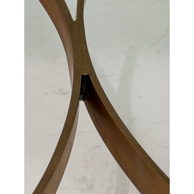 Metal Pair of Global Views Brass Finish Glass Top Neoclassical Side Tables With Gallery Rail For Sale - Image 7 of 10