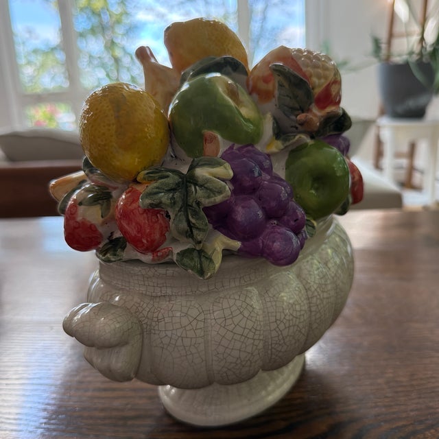 Vintage Majolica Ceramic Fruit Centerpiece Bowl For Sale - Image 4 of 6