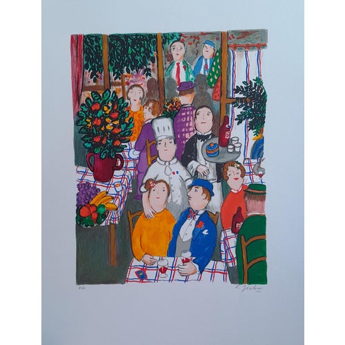 Lennart Jirlow, At the Parisian Restaurant, Lithograph For Sale