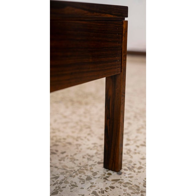 Wood Entryway Drawer Table with Ceramic Tiles attributed to Lars Hjorth, Denmark, 1960s For Sale - Image 7 of 8