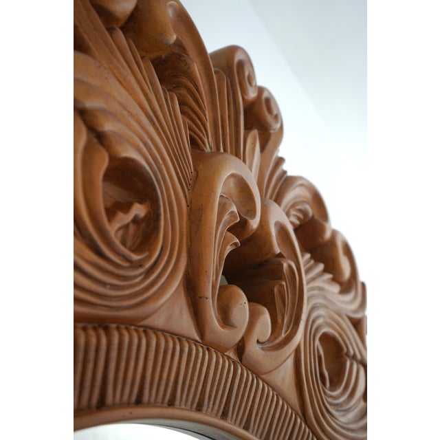 1990s Century Large Round Carved Caspian Wall Mirror For Sale - Image 5 of 12