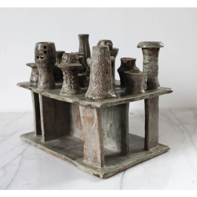 Mid-Century Modernist Pottery Candelabra For Sale In Milwaukee - Image 6 of 10